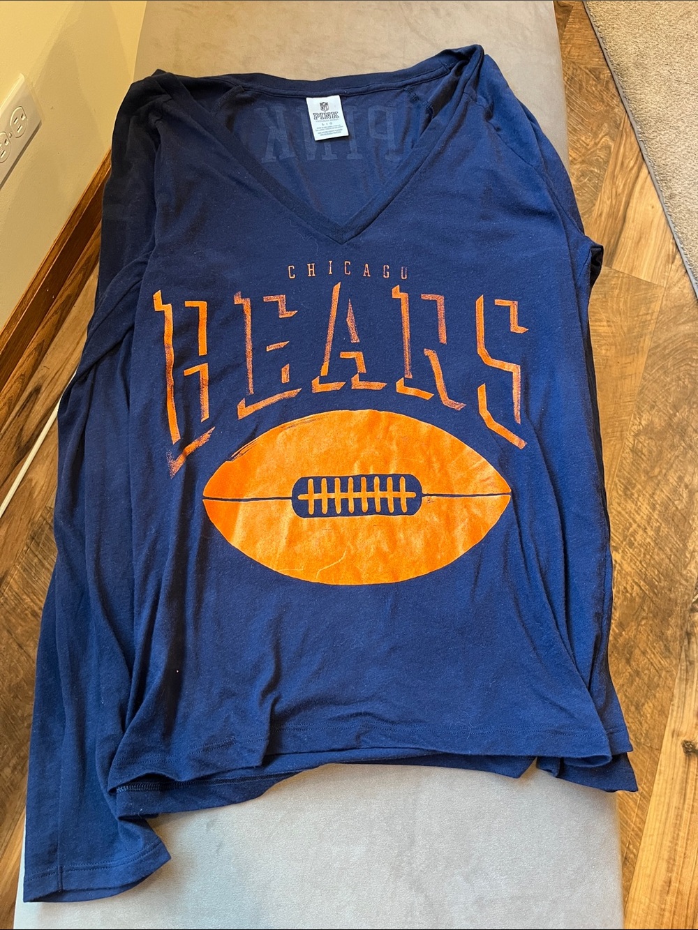PINK Victoria's Secret Navy V-Neck Tee with Subtle Logo